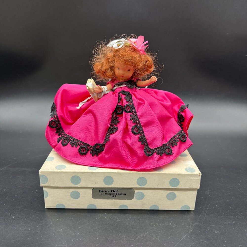 Vintage Nancy Ann Storybook Doll Fridays Child 184 Bisque Ceramic Pink Black